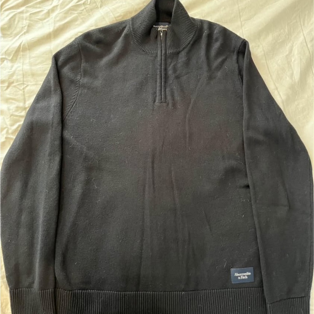 Men's Black Abercrombie & Fitch Half-Zip Sweater